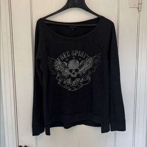 Dark Gray Graphic Long Sleeve Top